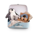 koffertje Baby blue penguin front
